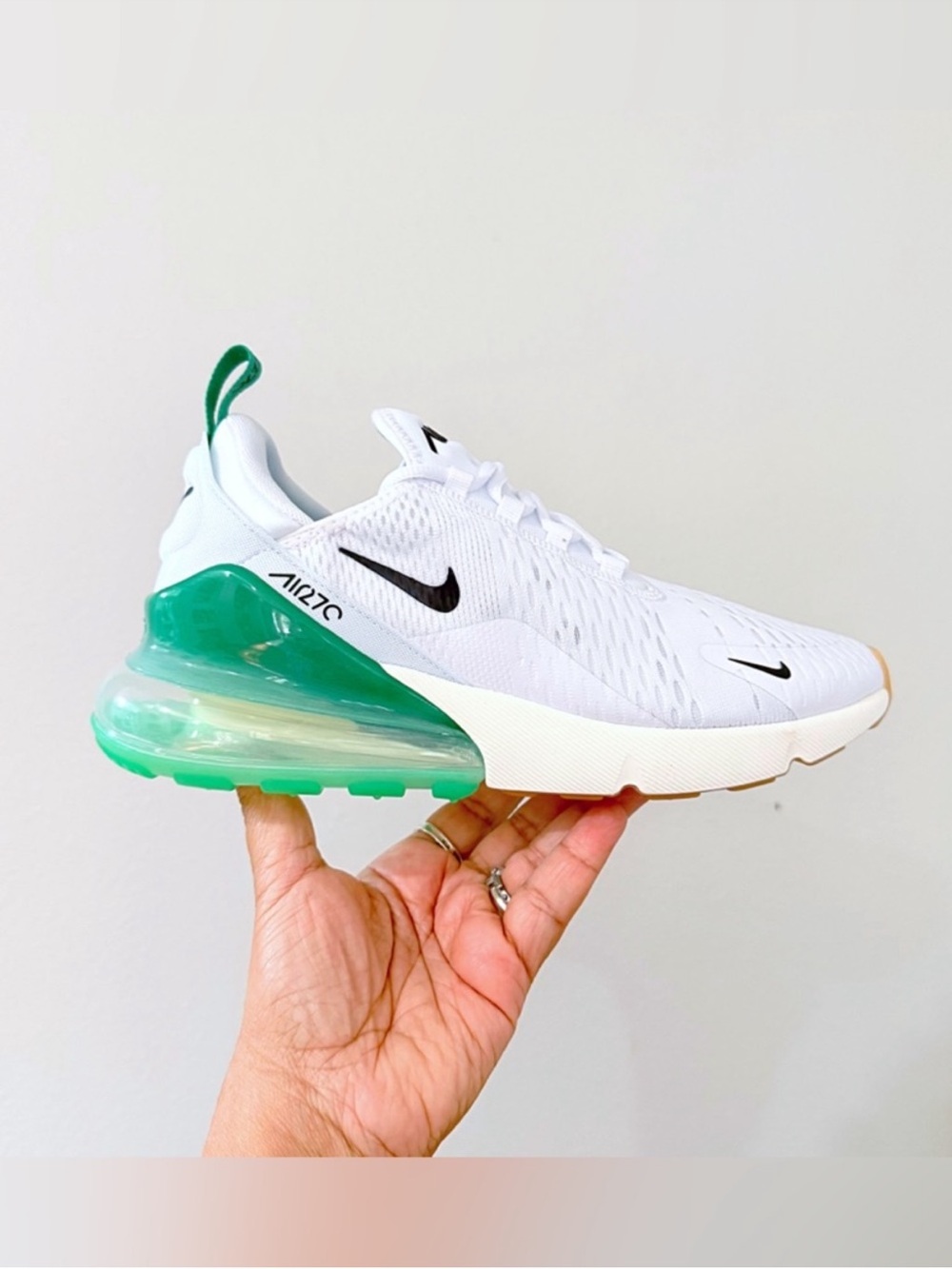 Nike Air Max 270 Women’s Sneakers White with Green Heel